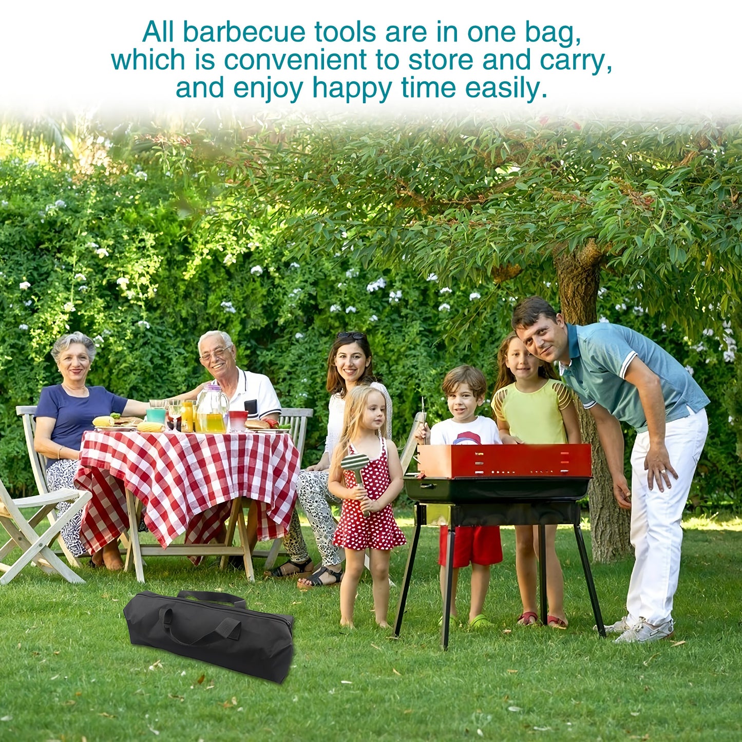 14PCS Grill Accessories Set, Flat Top Barbecue Accessories Set for Outdoor and Camping, Grill Utensils Set , Stainless Steel BBQ Tools Set for Men Women, BBQ Accessories with Carry Bag Gift Kit
