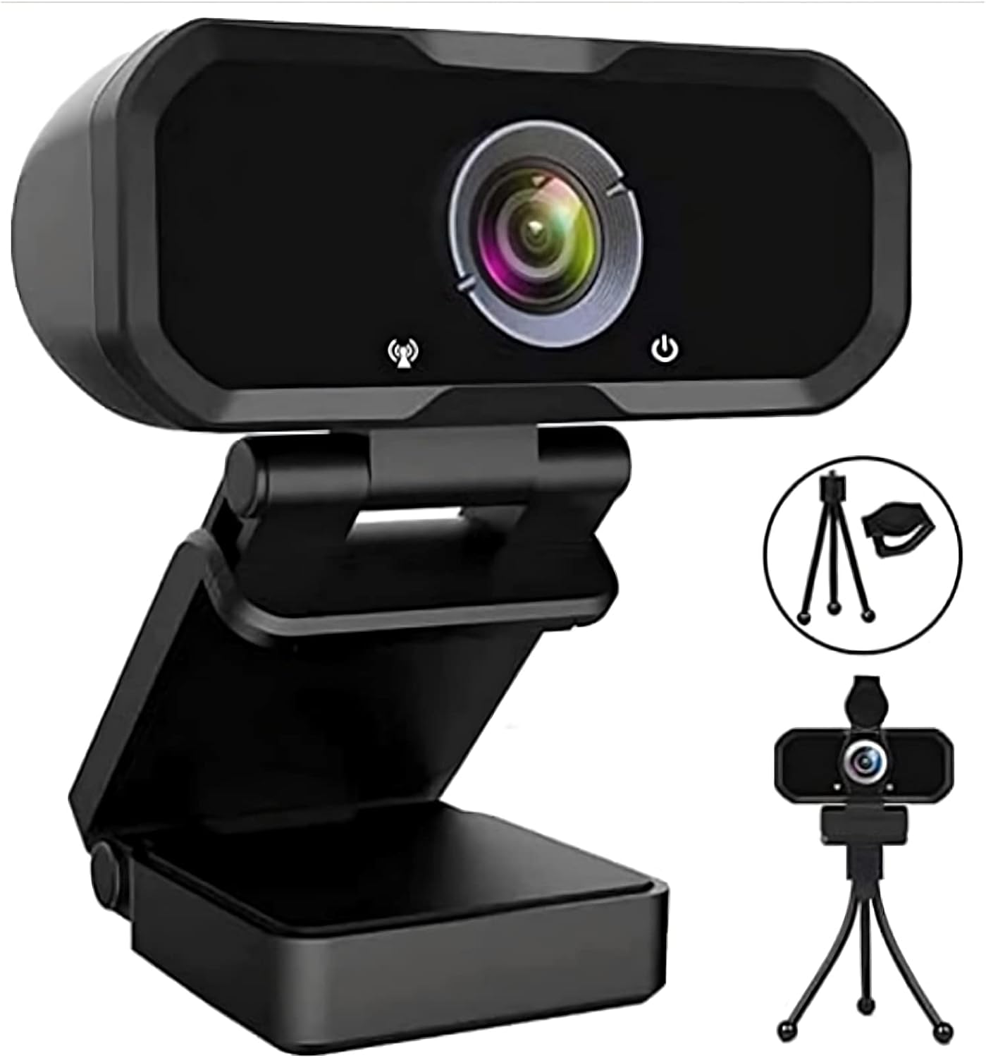 Webcam 1080p HD Computer Camera - Microphone Laptop USB PC Webcam with Privacy Shutter and Tripod Stand, 110 Degree Live Streaming Widescreen Recording Pro Video Web Camera for Calling, Conferencing