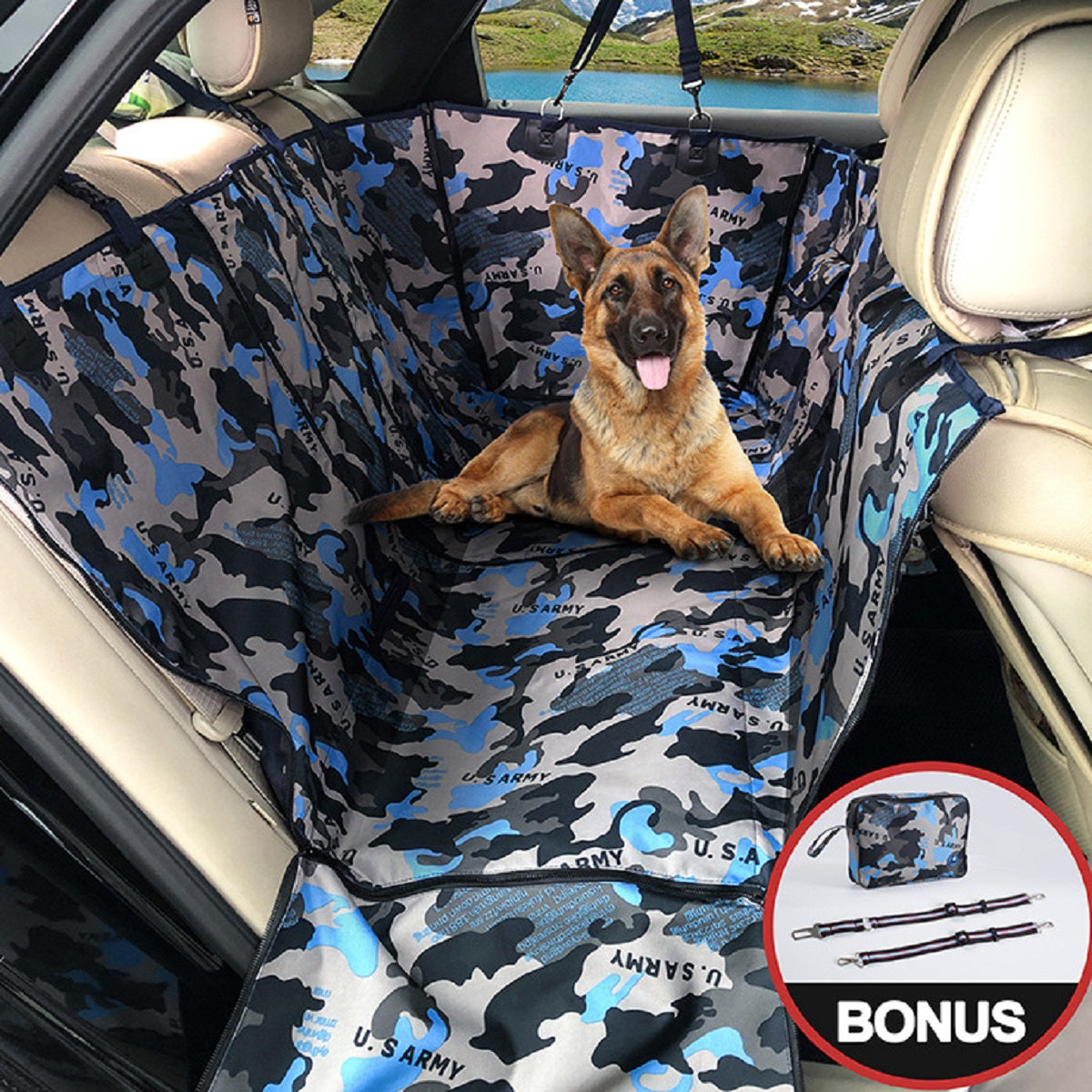 Upgraded 4-in-1 Dog Car Seat Cover Pet Seat Covers for Back Seat, Scratch Proof & Nonslip Backing & Hammock, 900D Heavy Duty Dog Seat Protector for Cars, Trucks and Suvs