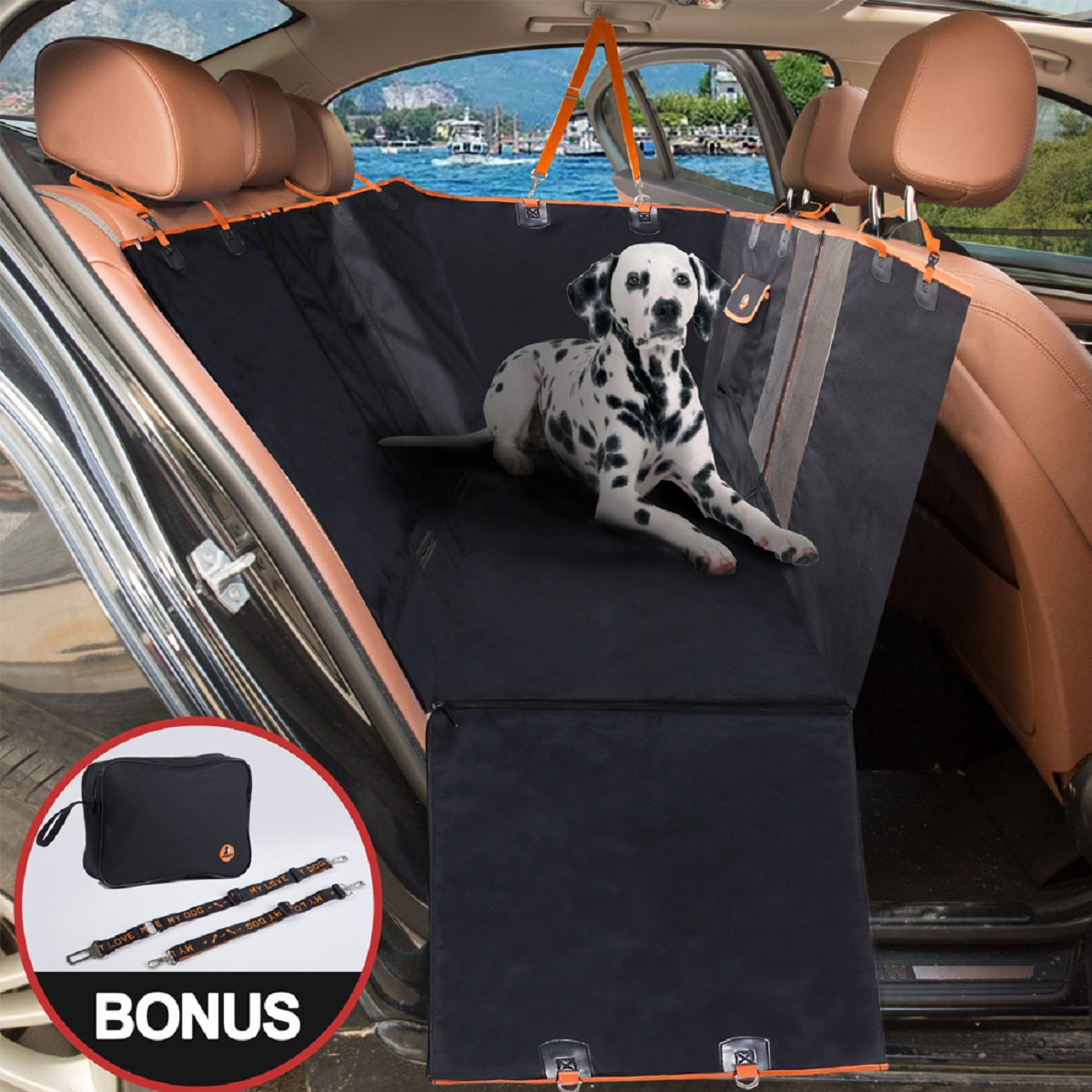 Upgraded 4-in-1 Dog Car Seat Cover Pet Seat Covers for Back Seat, Scratch Proof & Nonslip Backing & Hammock, 900D Heavy Duty Dog Seat Protector for Cars, Trucks and Suvs