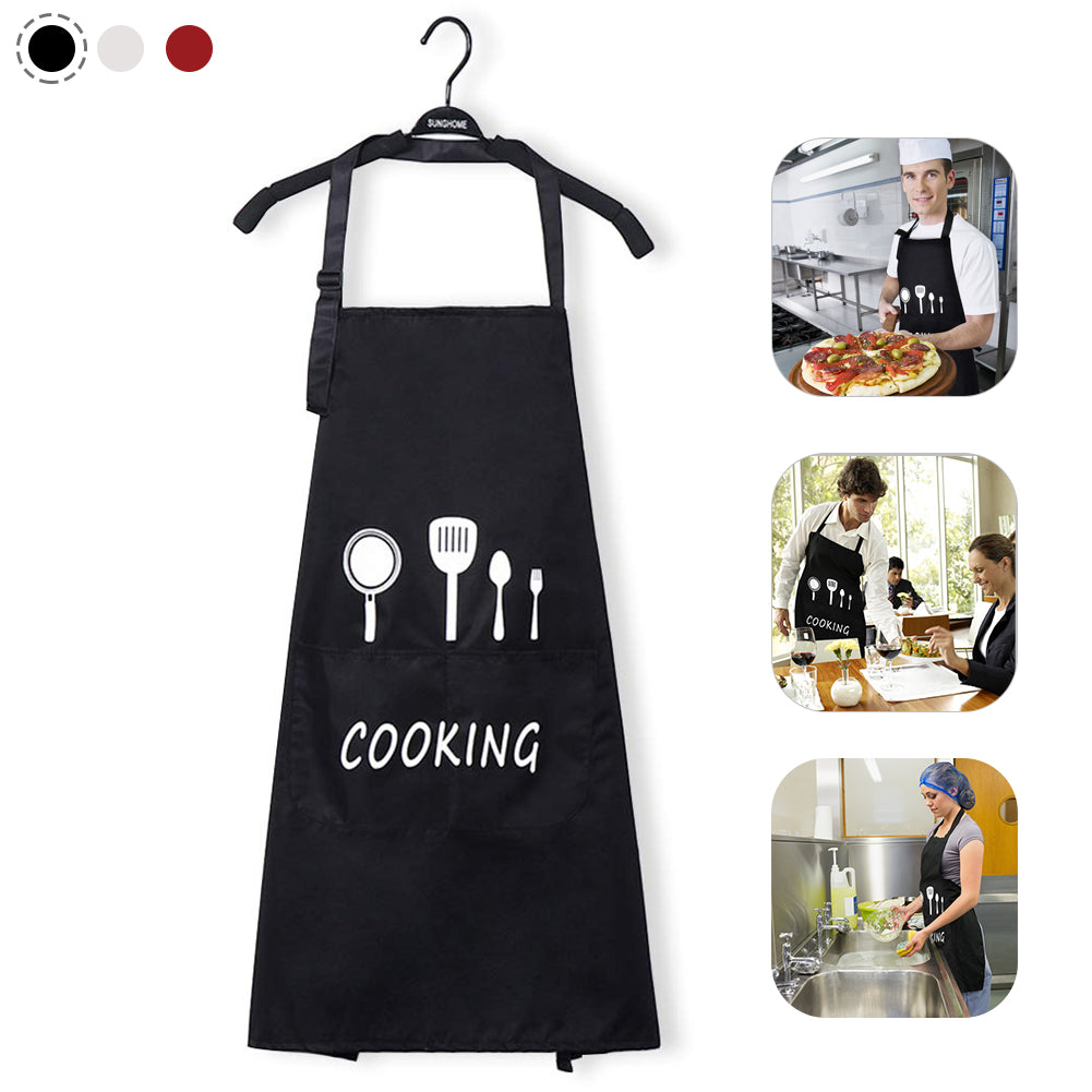 Adjustable Kitchen Aprons foWomen Men with Pockets, Personalized Cute Apron, Cooking Waterproof Chef Apron for BBQ