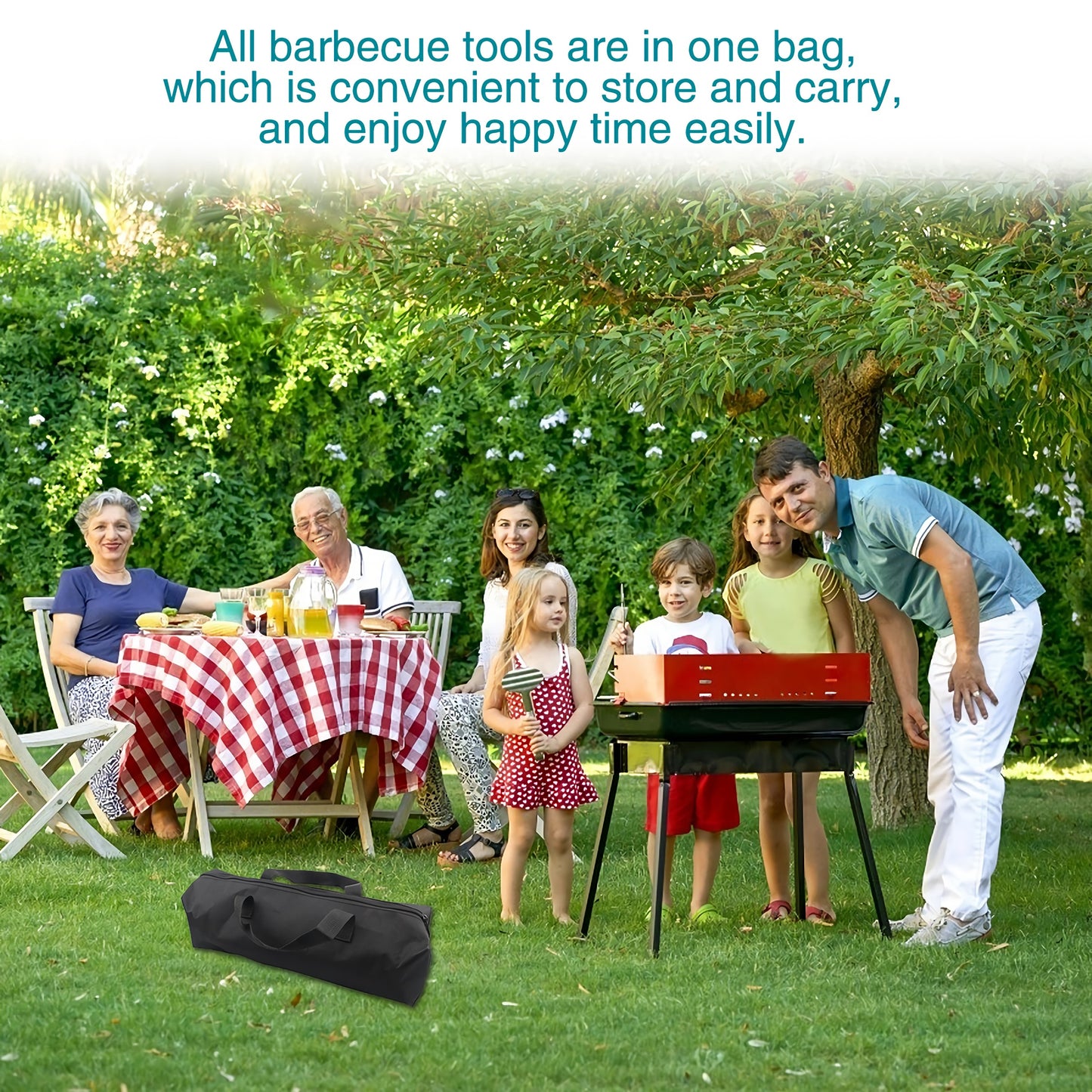 14PCS Grill Accessories Set, Flat Top Barbecue Accessories Set for Outdoor and Camping, Grill Utensils Set , Stainless Steel BBQ Tools Set for Men Women, BBQ Accessories with Carry Bag Gift Kit