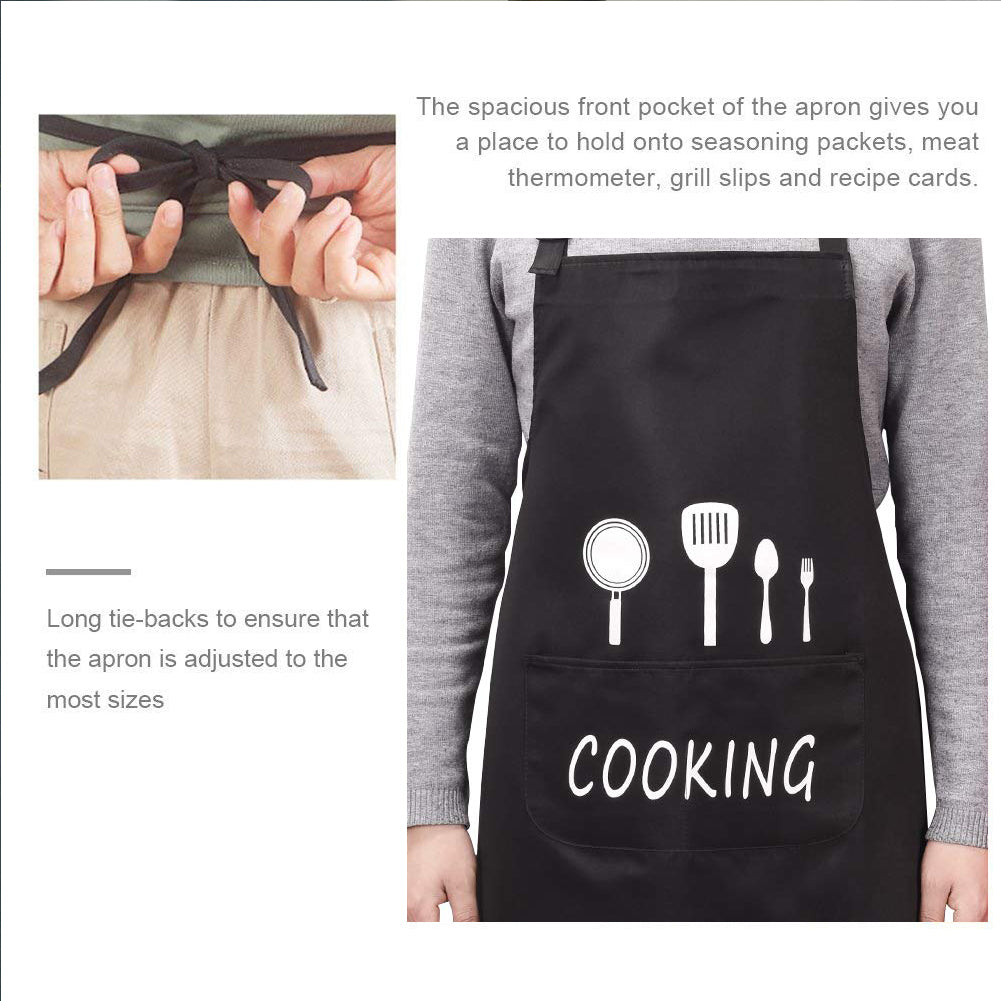 Adjustable Kitchen Aprons foWomen Men with Pockets, Personalized Cute Apron, Cooking Waterproof Chef Apron for BBQ