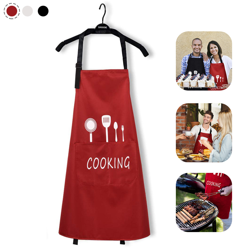 Adjustable Kitchen Aprons foWomen Men with Pockets, Personalized Cute Apron, Cooking Waterproof Chef Apron for BBQ