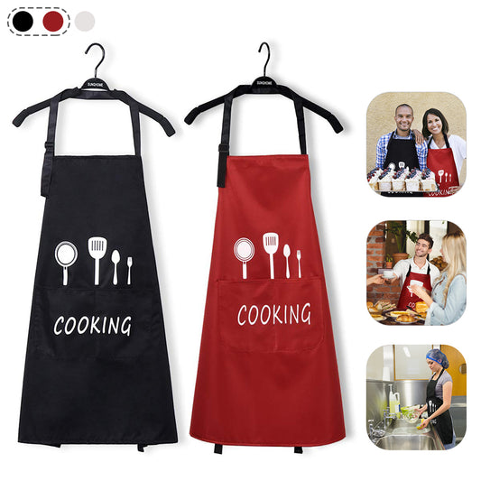 Adjustable Kitchen Aprons foWomen Men with Pockets, Personalized Cute Apron, Cooking Waterproof Chef Apron for BBQ