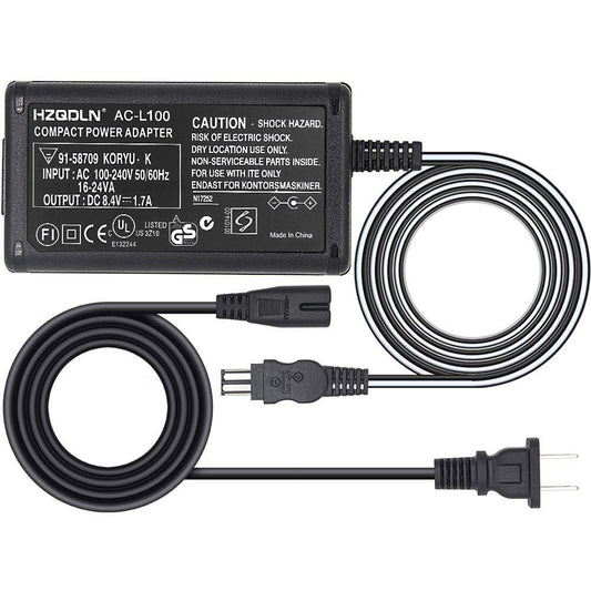 AC Power Adapter Charger and US Cable for Sony Handycam DCR-DVD301, DCR-VX2100, HDR-FX1, DCR-TRV280, DCR-PC9, DCR-PC100, DCR-PC101 MiniDV Digital Camcorder