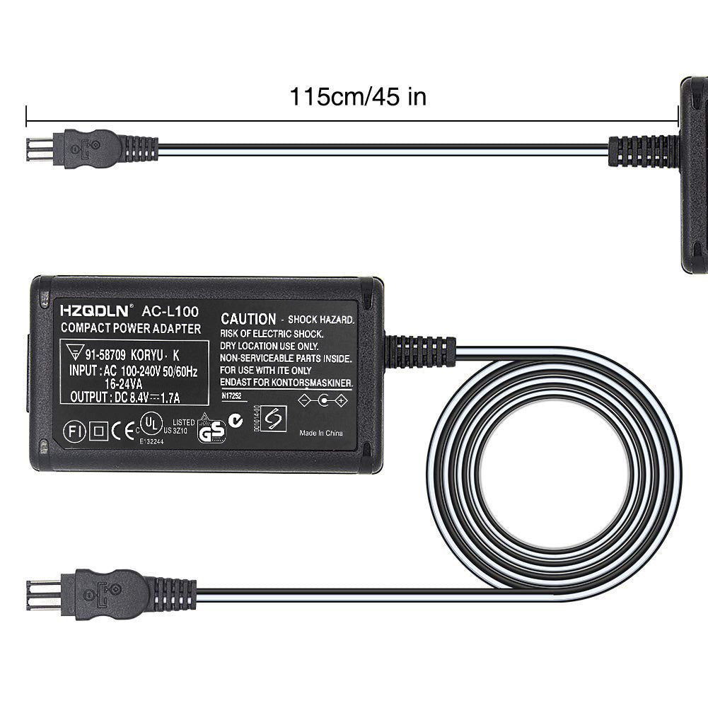 AC Power Adapter Charger and US Cable for Sony Handycam DCR-DVD301, DCR-VX2100, HDR-FX1, DCR-TRV280, DCR-PC9, DCR-PC100, DCR-PC101 MiniDV Digital Camcorder